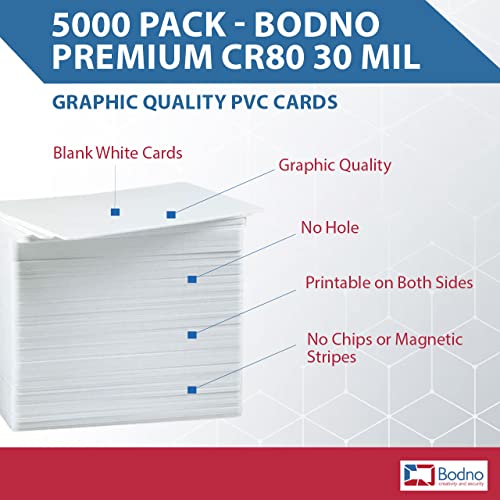 5000 Pack - Bodno Premium CR80 30 Mil Graphic Quality PVC Cards - size: 5000 Pack