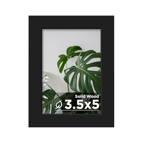 Egofine 3.5x5 Picture Frame Made of Solid Wood with Plexiglass, for Tabletop and Wall Mounting Photo Frame, Black - color: Black, size: 3.5x5