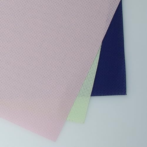 KCS 3 pc of 15" x 18"(38cmx45cm) Counted Cross Stitch Cotton Aida Cloth Needlework Rolled Fabric Box,16CT,Royal Blue+Light Green+Pink - color: Royal Blue+light Green+pink, size: 16CT
