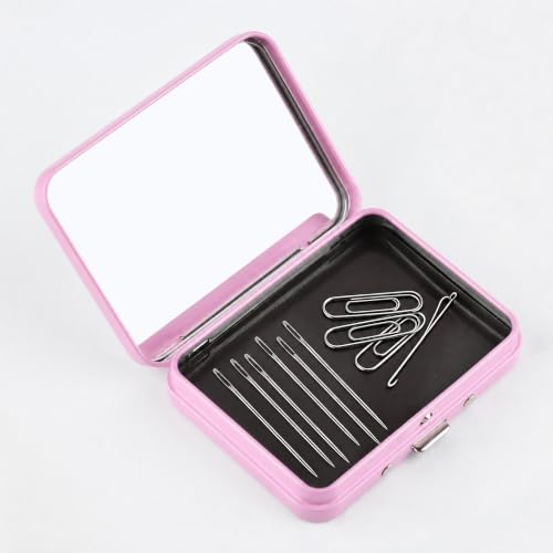 2Pcs Magnetic Needle Holder Case, Built-in Magnet Storage Box for Sewing Craft Knitting Embroidery Organizers, Secures Needles Pins Needlepoint Scissors Under 3.2inch/8.1cm(Pink) - color: Pink