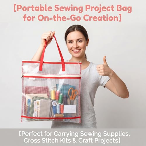 16.5x16.5 inch Portable Project Bags for Quilting Knitting
