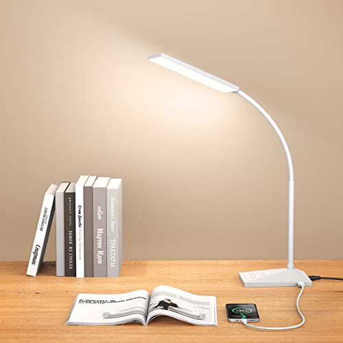 Vansuny Eye-Caring LED Desk Lamp, Reading Light with USB Charging Port - color: White USB Charger
