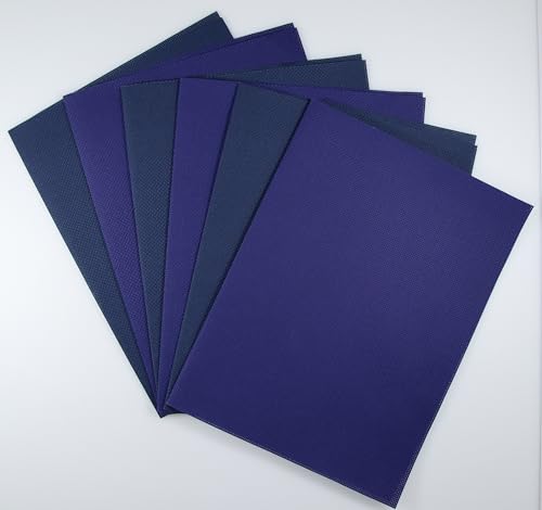 KCS 6 pc of 12" x 18"(30cmx45cm) 14CT Counted Cotton Aida Cloth Cross Stitch Fabric (Royal Blue+Navy Blue) - color: Royal Blue+navy Blue