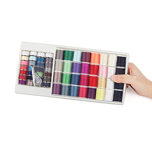 NEX 60 Pcs Sewing Thread Kit, Polyester Mini Bobbins and Thread Spools