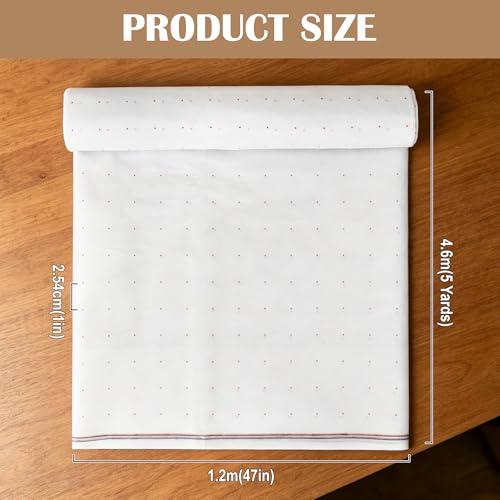 47 Inches X 5 Yards Non Woven Precut Pattern Paper for Sewing Dotted Tracing Paper Crafting Spaced Every Inch Marking Sewing Paper for Dressmaking Drawing - size: 5 Yards