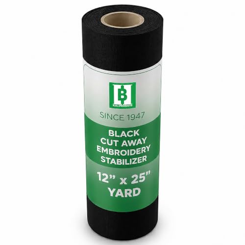 HBI Black Cut Away Embroidery Stabilizer Roll, 2.5 oz, 12 in x 25 yd - size: 12" x 25 Yd