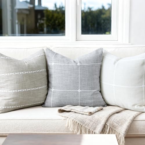Gray Linen Plaid Throw Pillow Covers 18x18 Set of 1 - color: Grey Plaid, size: 18" x 18" (Pack of 1)