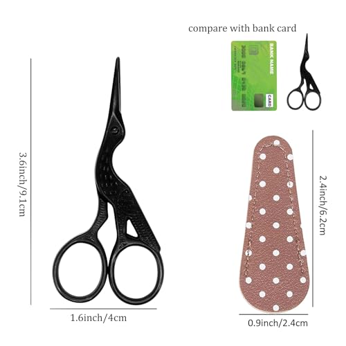 3.5 Inch Black Small Sewing Scissors Stainless Steel Sharp Pointed Tip Scissors with with PU Leather Cover for Thread Trimming,Embroidery and Scrapbooking,Crafting - size: 3.6 Inch, style: Style B1222
