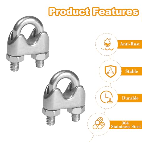 20Pcs 1/8'' M3 Wire Rope Clamps 20Pcs M3 Wire Rope Thimble - size: M3 - 1/8”