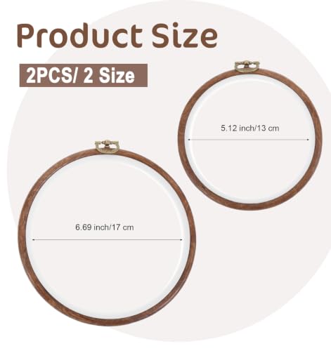 6 Inch Embroidery Hoop, 2 Pack Embroidery Hoops Cross Stitch, Round Frames for Sewing, Wall Hanging Crafts