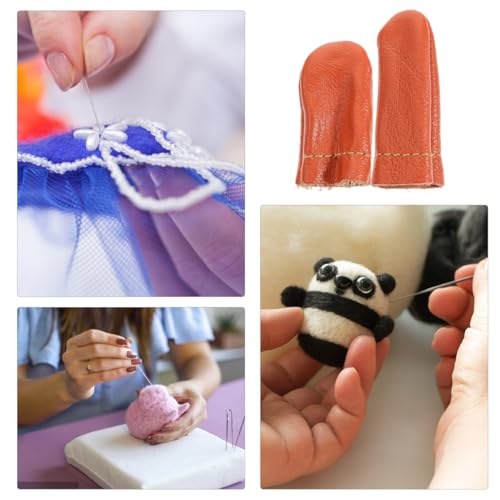 20Pcs Leather Finger Cots Needle Felting Finger Protectors for Hand Craft Sewing Needlework Handmaking Random Color
