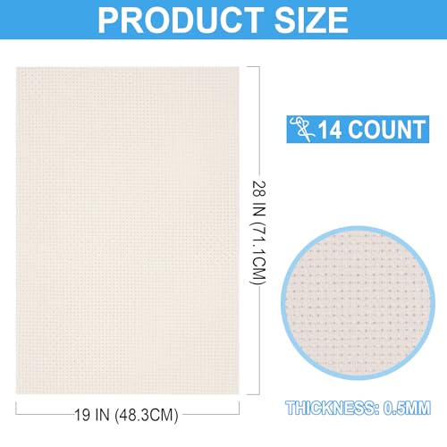 Cross Stitch Fabric 14 Count Aida Cloth 28 x 19 Inch Large Size Classic Reserve Cross Stitch Supplies Embroidery Fabric for Home DIY Craft Decoration Handmade, Light Beige - color: Light Beige, size: 14 CT 28 x 19In