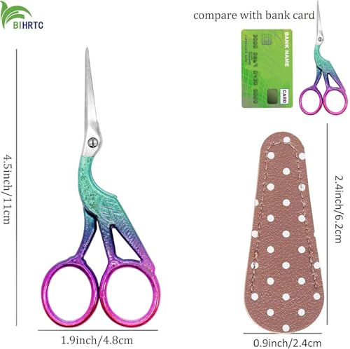 BIHRTC 4.5Inch Small Sewing Crochet Scissors Sharp Tip Stainless Steel - color: Green Purple, size: 4.5inch