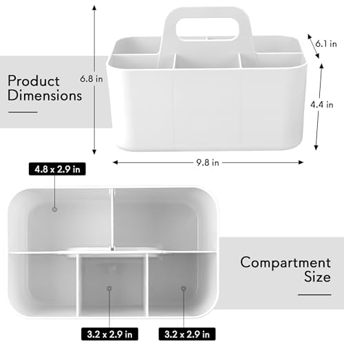 Tiawudi Multipurpose Caddy Organizer, Plastic Caddy with Handle, Stackable Desk Organizer for Stationery, Marker and Pencil, Office Supplies Organizer, Dorm Caddy - color: White, size: Rectangle