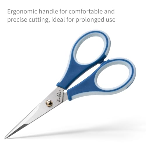 Beaditive Precision Craft Scissors - Ultra Sharp Stainless Steel Blades & Non-Slip TPR Handles - Adult & Kid Scrapbooking Scissors With Safety Cap For Home, Office, School (Blue) - style: Blue