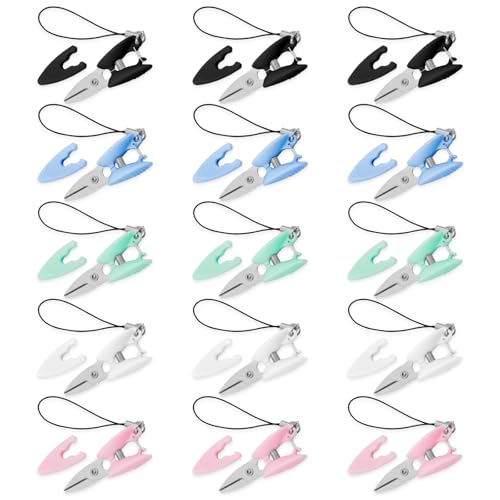 15 Pcs Mini Travel Scissors with Cover, 2.17" Tiny Compact Keychain Scissors TSA Approved for Travel,Stainless Steel Blade Micro Portable Scissor Snip with Safety Cap for Yarn Sewing Craft