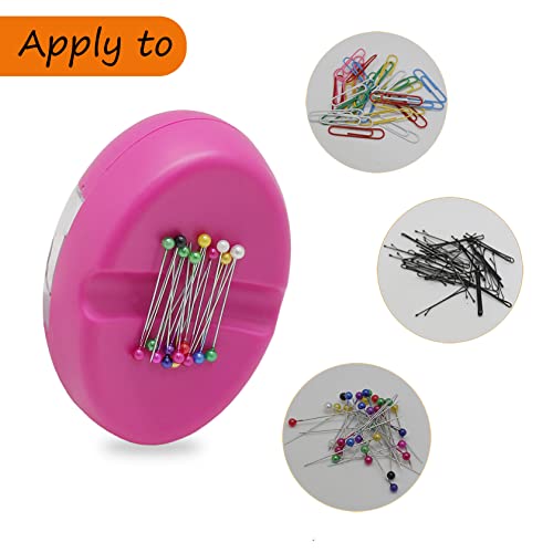 YEQIN Magnetic Sewing Pincushion with 15 Plastic Head Pins, Magnetic Pins Holder for Sewing Quilting, Pins, Paper Clips, Screws (Rose Red) - color: Rose Red