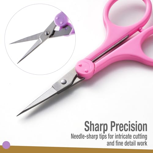 Beaditive High Precision Detail Scissors Set (2-Pc) Sharp, Fine Tips | Paper Cutting, Scrapbooking, Sewing, Crafting | Stainless Steel | Protective Cover (Pastel) - color: Pastel