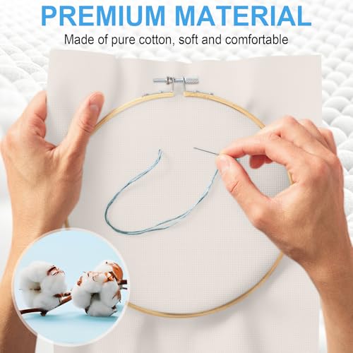 Cross Stitch Fabric 14 Count Aida Cloth 28 x 19 Inch Large Size Classic Reserve Cross Stitch Supplies Embroidery Fabric for Home DIY Craft Decoration Handmade, Light Beige - color: Light Beige, size: 14 CT 28 x 19In