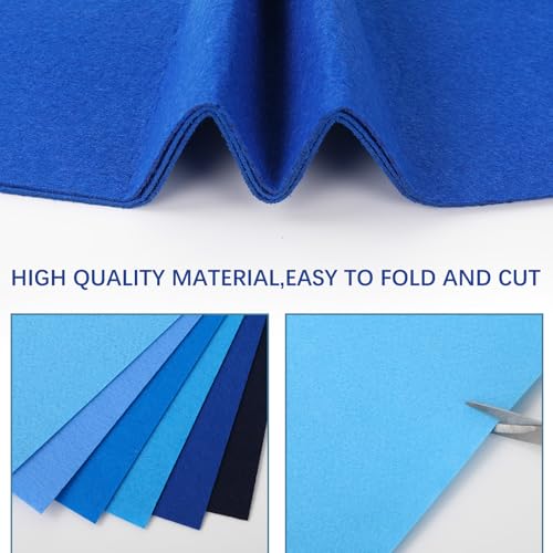 Whaline 18Pcs Blue Felt Fabric Sheets Soft Thick Assorted 6 Colors Craft Felt Pack for DIY Crafts Sewing Patchwork Art Projects, 7.9 x 11.8 Inch - color: Blue