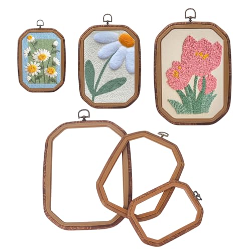 Embroidery&Cross Stitch Frames for Display,6PC Rectangle Embroidery Hoops,Three Sizes Rectangle Frames for Embroidery Perfect for Sewing, Home Decor and Embroidery
