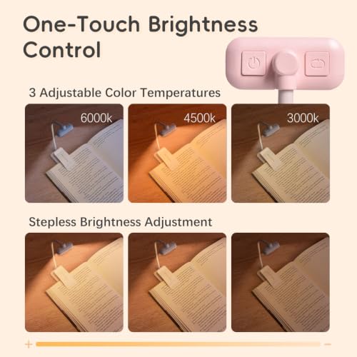 Choudao Rechargeable Book Light,Reading Light for Reading in Bed,Pink - color: Large clip-Pink