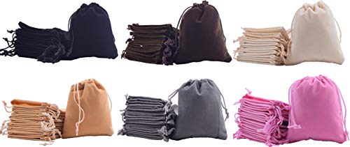 Sansam 20pcs 10 Colors Mixed Drawstrings Velvet Gift Bags Velvet Jewelry Pouches for Wedding Favors, Candy Bags, Party Favors, 5.2x7.2'' - color: Mixed, size: 1 Count (Pack of 20)
