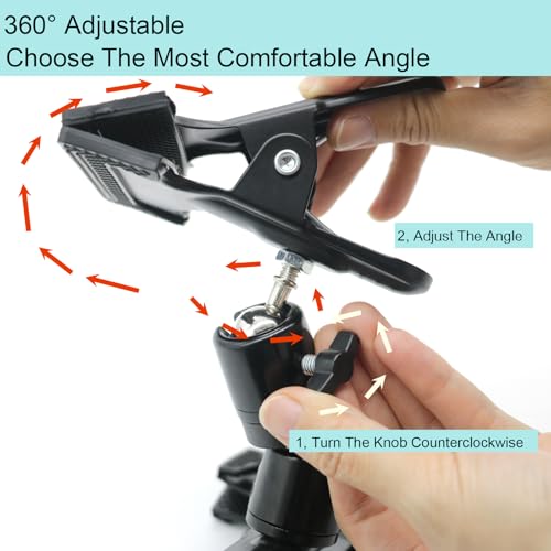 Portable Metal Embroidery Hoop Stand Holder, Adjustable Position and 360° Rotated Cross Stitch Lap Stand Hands Free with Soft Rubber Protection for Needlework Needlepoint & DIY Crafts