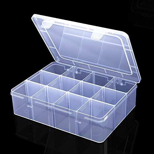 Clear Organizer Box,12 Grids Tackle Box Organizer with Removable Dividers - color: Clear, size: 1x Large 12 Grids
