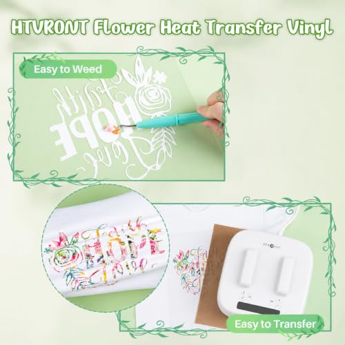HTVRONT Floral Heat Transfer Vinyl - 12"x10" Watercolor Flower HTV Sheets - color: Watercolor Flower, size: 12" x 10"