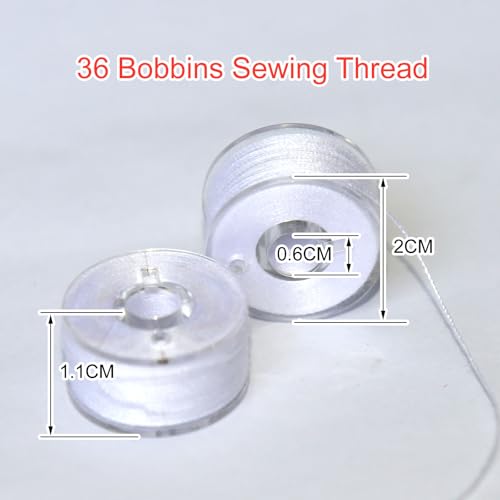 36Pcs Bobbins and Sewing Threads with Plastic Bobbin Case for Multiple Sewing Machine, Pre-Wound Bobbins Set (White) - color: white