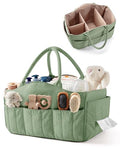 Marscamd Quilted Baby Diaper Caddy with Detachable Divider and Wipes Pocket - color: Green