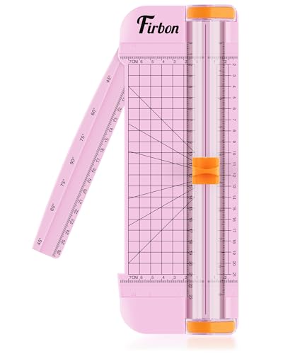 Firbon A5 Paper Cutter, Small Straight Paper Trimmer with Side Ruler - color: A5-pink