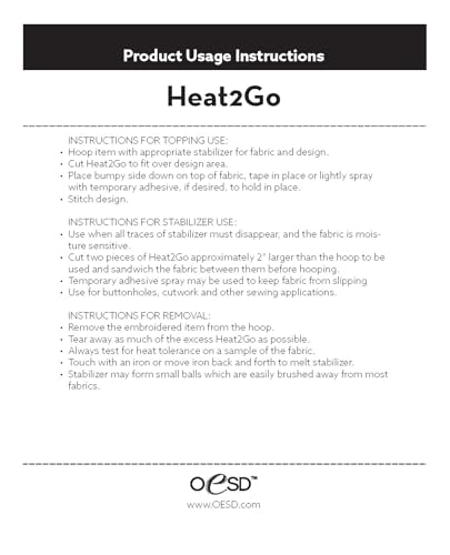 OESD Heat2Go Embroidery Topper 9" x 10 Yd Roll