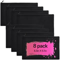 ZeeDix Small Canvas Zipper Pouch for Makeup Pencil Travel Storage 8.3x5 In - color: Black, style: 8 Pcs
