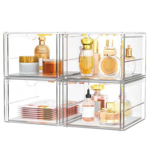 caktraie 4-Drawer Acrylic Storage Organizer for Desk, Crafts,Vanity - size: 4 Drawers