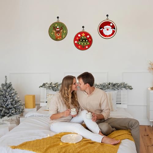 4 Pcs Embroidery Hoop Set, Imitated Wood Round Frames for Crafts