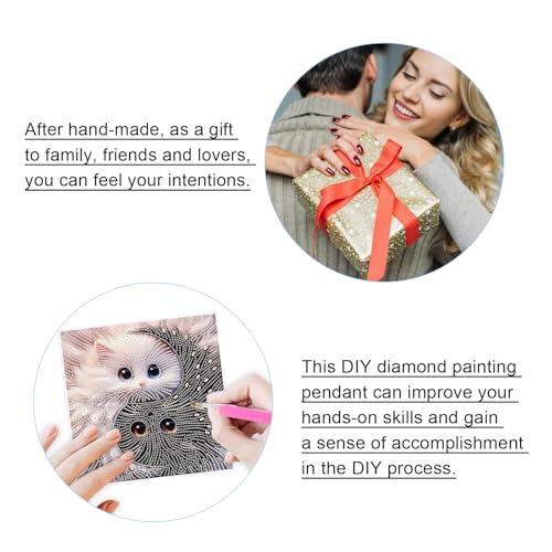 JISHSHAY Diamond Painting Hanging Pendant Cat Yin Yang Diamond Art Hanging Ornament Animal Gem Art Pendant Gem Painting Wind Chimes Mosaic Kits for Adult Windchimes Embroidery Suncatchers Sun Catchers - color: Cat