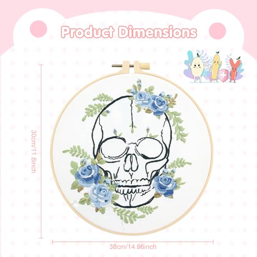 Kuabiz 5 Sets Skull Embroidery Kits for Beginners Anatomy Cross Stitch Kit for Adults Organ Embroidery Starter Kit Embroiderys Hoop Needlepoint Kits with Instruction Needles Threads for Doctors Gifts - style: Organ