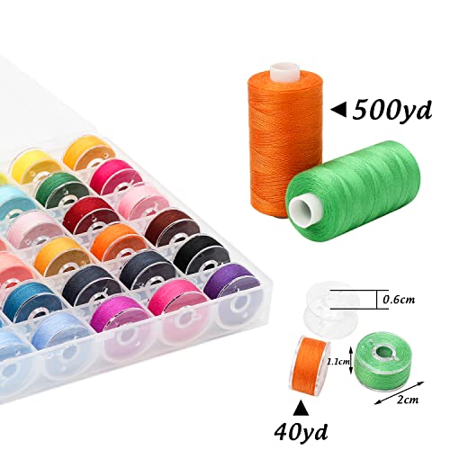 72Pcs Bobbins Sewing Threads Kit 36 Colors 500 Yards Sewing Polyester Thread Spools with 36Pcs Same Color Prewound Bobbins for Hand Sewing DIY Emergency Travel Sewing Machine Use (36 Colors) - color: 36 Colors
