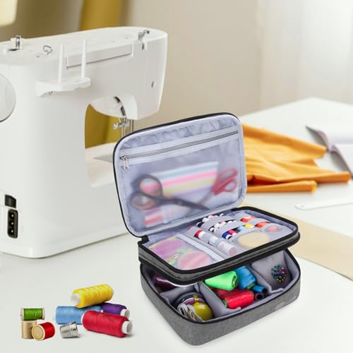 Luxja Double-Layer Medium Sewing Organizer, Gray - color: Gray, size: Medium