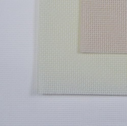 KCS 3 pc of 12" x 18"(30cmx45cm) 18CT Counted Cotton Aida Cloth Cross Stitch Fabric (White+Antique White+Ecru) - color: White+antique White+ecru