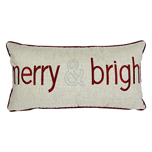 Embroidery Velvet Throw Pillow Cover, Merry Christmas Series (Natural) - color: Natural