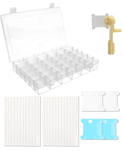 Embroidery Floss Organizer Cross Stitch Thread Organizer-Bobbin Winder 1 Removable 36 Compartments with 150 Floss Bobbins and 2 Pieces Numbered Stickers for Craft DIY Embroidery - size: 36 Compartment