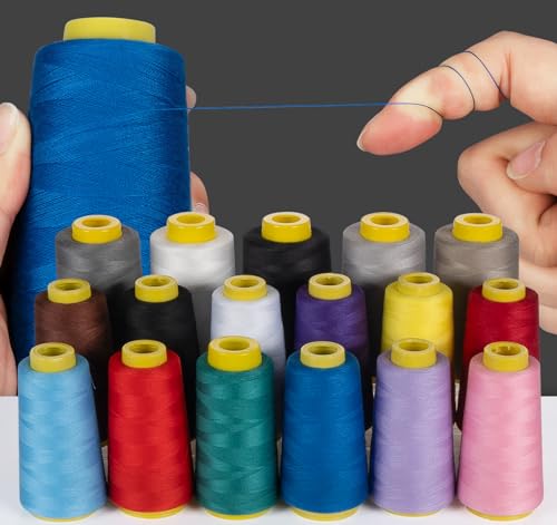 ilauke 12 x 1800 Yards Serger Thread Cones, All Purpose Polyester Thread - color: 12colors,1800yd