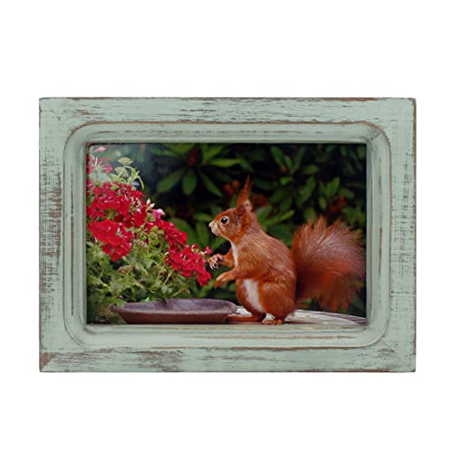 CVHOMEDECO. 6x4 Picture Frame Made of Solid Wood High Definition Glass Rustic Vintage Designs Small Photo Frame for Tabletop Display and Wall Mounting, Distress Teal - color: Distress Teal A, size: 4" X 6"