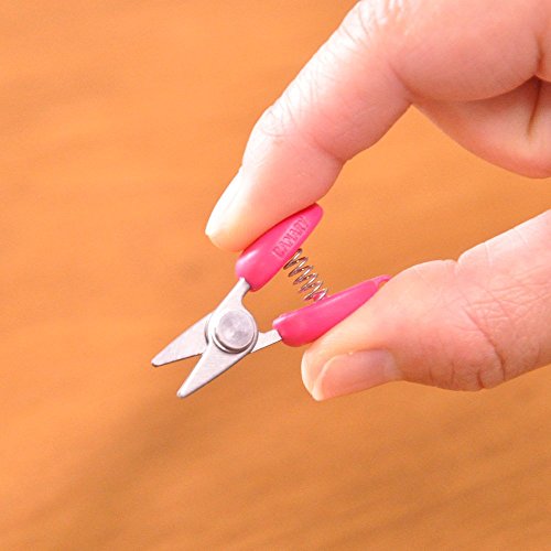 CANARY Mini Travel Scissors 1.3" - TSA Approved Portable Tiny Scissors for Yarn, Sewing, Paper - Micro Keychain Snips with Safety Cap, Japanese Stainless Steel Blade, Made in Japan, Pink - color: Pink