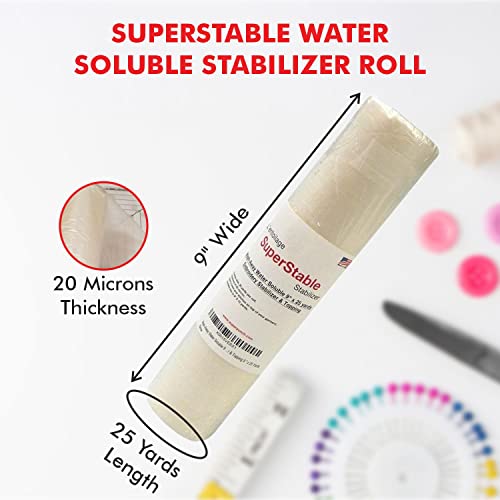 Superpunch Water Soluble Topping for Embroidery, Clear, 9 in x 25 yd - size: 9" x 25 yards