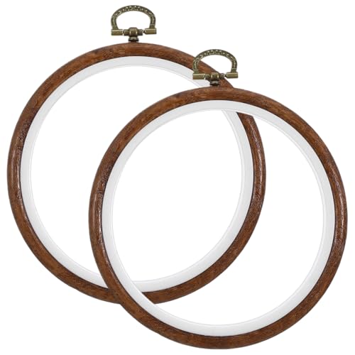 Ouligay 2pcs Embroidery Hoops, 5 Inch Wood Embroidery Frame with Ring, Small Embroidery Hoop, Round Cross Stitch Hoop for Embroidery Art Craft Handy Sewing Decoration