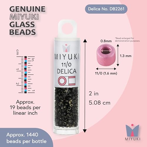 Miyuki Delica Seed Beads - color: DB2261 - Picasso Smoky Matte Black